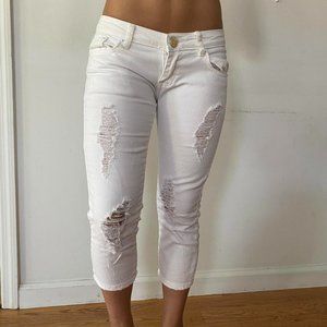 Sly Vintage White Distressed Cropped
